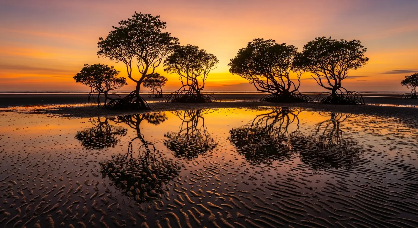 Walakiri Beach dancing trees at sunset, Sumba